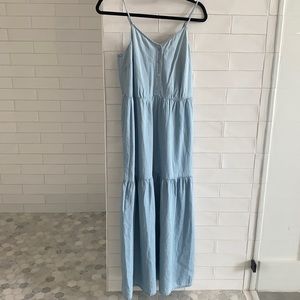 Denim tiered maxi dress